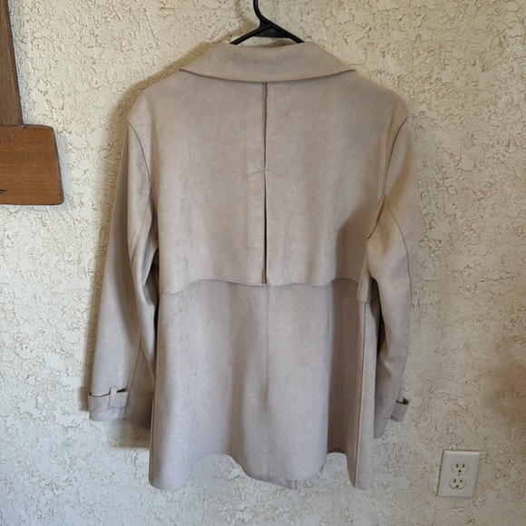 Zara Faux Suede Double Breasted Trench - Picture 3 of 12